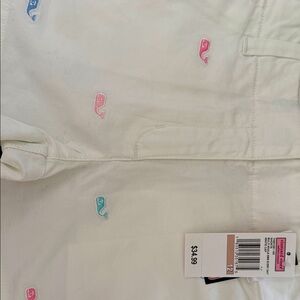 Vineyard Vines Cream Shorts with Colorful Whale Embroidery